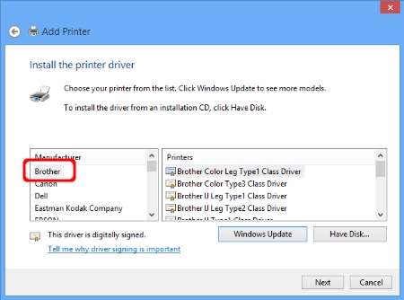 Install driver for brother printer